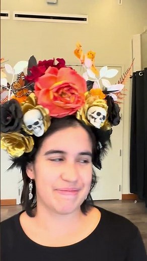 She made at Dia De Los Muertos Headdress with Mannequin Madness