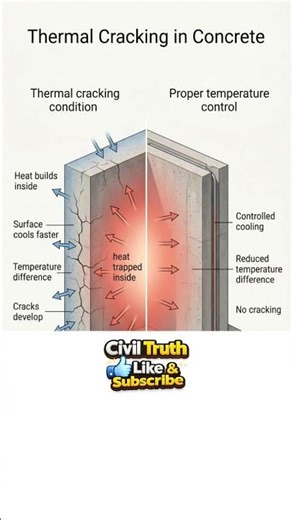 Concrete Cracks Without Load? 👀#civilengineering #construction #concrete #thermalcrack #yt #shorts