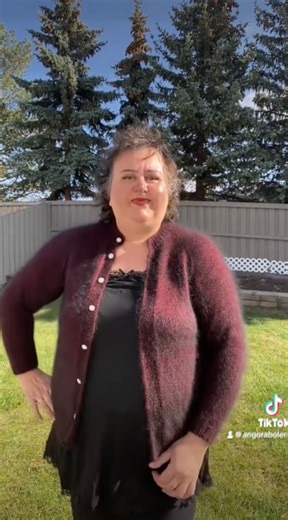 Hand Knit Angora Rabbit Cardigan: Rhinestone Button Crew Neck - Etsy