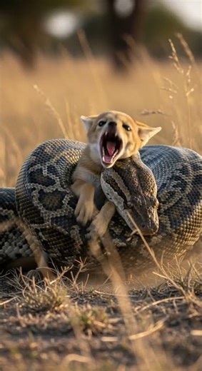 Will the python manage to swallow the jackal? Epic wildlife showdown #wildlife #nature #animals