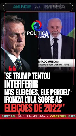 🚨 "ELE PERDEU, EU GANHEI!" 💥 LULA DÁ RESPOSTA AFIADA SOBRE INTERFERÊNCIA DE TRUMP NO BRASIL!