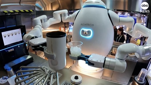 Robot barista serves coffee at CES