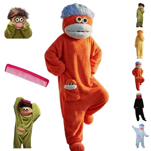 Big Mouth Monster Onesie, Silly Wearable Onesie with Shoes and Comb, Funny Monster Jumpsuit for Adults