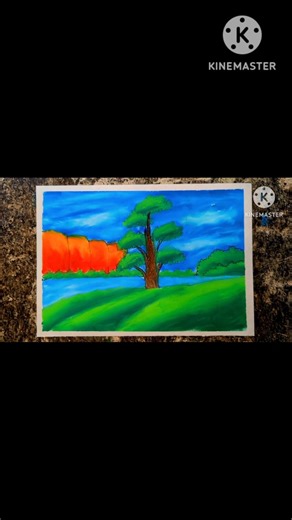 Oil Pastel Landscape Painting 🎨✨ #drawing #art