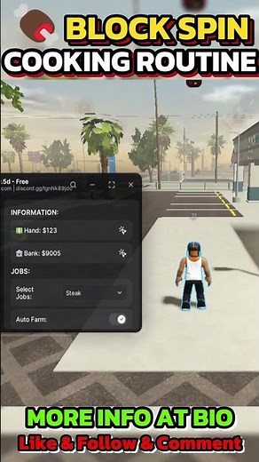 🎯 Block Spin Cooking Time 10k Per 15 Minute 🧑‍🍳 #blockspin #robloxscript