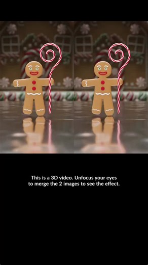 3D gingerbread man (parallel view) Focus your eyes past your screen to merge the Left and Right images. You will now see 3 images. The middle is in 3D. Can you see it? 😳