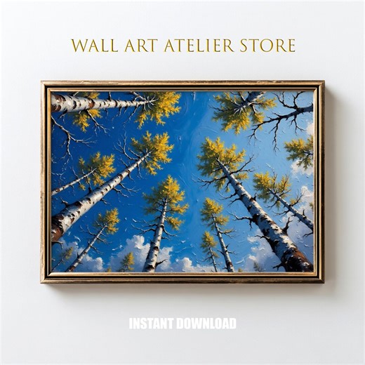 Autumn Birch Trees Printable Art - Tall Aspen Landscape Painting, Rustic Cozy Fall Nature Scene, Serene Painterly Wall Decor Download 103 - Etsy