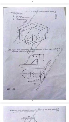 FE Engineering Graphics question paper 2024