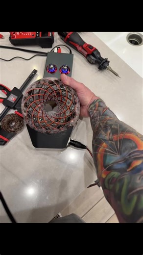 The track on here is one of my songs from one of my albums, I wrote and released awhile ago. The toroid I built is a Rodin style toroidal coil built completely from scratch. The copper winding pattern wound bifilar follows a vortex-style Rodin layout and is cast inside a clear resin toroid so the geometry of the coil is visible. Toroidal structures are interesting because they naturally circulate electromagnetic energy in a closed loop. Inside the resin body I embedded several natural minerals, 