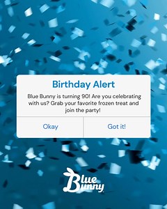 Blue Bunny is turning 90, and we’re celebrating all summer long! Join the fun and treat yourself to your favorite frozen treats. 🍦✨ | Blue Bunny