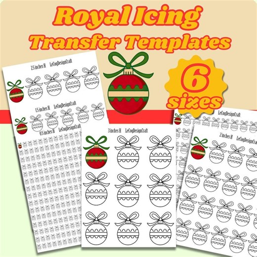 Christmas Ornament Royal Icing Transfer Sheet, Christmas Cookie Decorating Transfer Sheets Holiday PDF, Printable Transfers Template - Etsy