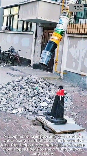 Construction Debris Chute Paint Buckets #video #viral #creative #technology #machine