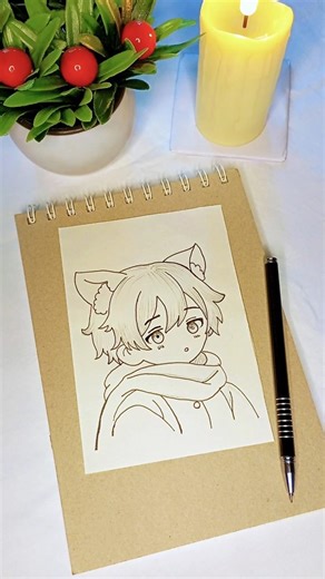 How to Draw a Cute Anime Cat Boy #shorts #drawing