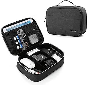 BAGSMART Electronics Travel Organizer Bag for Adaptors, Chargers, iPhone, ipad air, ipad Mini, 9.7'' Ipad Pro, Kindle, Black