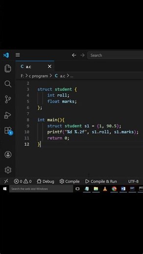 Store Multiple Values in ONE Variable 😱 (Structure in C) #shorts