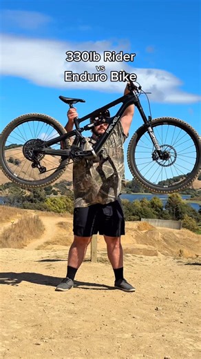 Nrml Mtber on Instagram: "330Lb Rider vs Enduro Bike Here is what it looks like for me to hop on the @revelbikes Ritual. Beast of a bike, beast of a man."