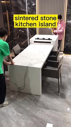 Kitchen island table design. #interiordesign #fyp #interiordesigner #sinteredstoneslabs #sinteredstonecountertop #trending #kitchen #kitchenhacks #kitchenhack #kitchendesign #kitchenisland #kitchenislandideas #kitchenislanddesign #kitchenislanddiy #kitchenislands #kitchenislandchallenge #kitchenislanddecor #kitchengadgets #kitchenorganization