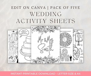 Wedding Activity Sheets: DIY Coloring Pages (canva Editable, Instant Download) - Etsy