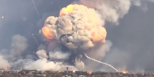 Kaboom! Russian Drone With Thermite Grenade Blows Up a Billion Dollars of Ukrainian Ammo