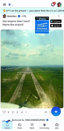 Aviation content and networking on the KittyHawk app!