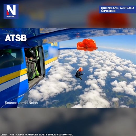 Newsmax on Instagram: "MIDAIR MISHAP: A terrifying moment unfolded in Queensland, Australia, when a skydiver’s parachute became tangled on the plane’s tail.⁣ ⁣ The man ultimately cut himself free with a knife and deployed his main parachute. ⁣ ⁣ He only suffered minor injuries, according to a report.⁣ ⁣ For more great stories, click the link in our bio or visit NEWSMAX.com."