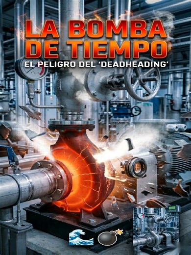 LA BOMBA DE TIEMPO: EL PELIGRO DEL DEADHEADING Nunca deje una Centrifugal Pump funcionando con la Discharge Valve cerrada por mucho tiempo. En la Fluid Mechanics, esto se conoce como Deadheading y es lo mas parecido a fabricar una bomba de tiempo en su planta. Cuando el Flow no tiene a donde ir, toda la Kinetic Energy del motor se convierte en Heat puro por la Friction del Impeller con el liquido atrapado. En pocos Minutes, el liquido dentro de la Casing alcanza el Boiling Point, creando una Vap