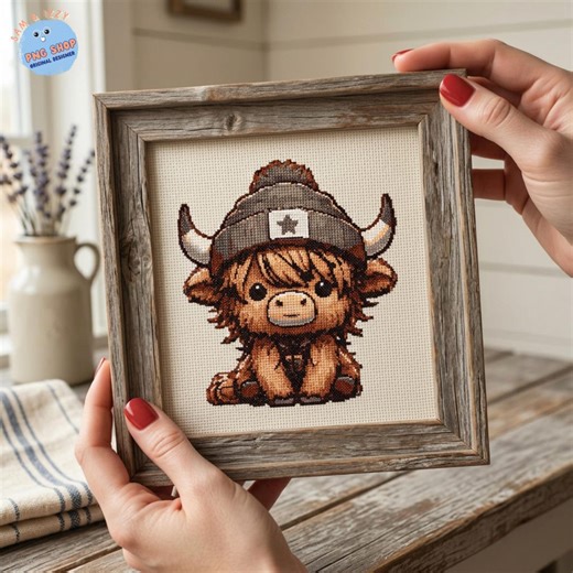 Highland Cow Cross Stitch Digital Pattern PDF, Cute Art for Baby, Toddlers, Kids, Nursery Decor, Highland Cow Lover, Cow Cross Stitch Design - Etsy UK