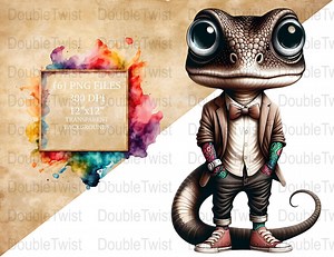 Hipster Lizard PNG Clipart Set, Cool Reptile Digital Downloads, Cute Gecko Illustrations, Streetwear, Sublimation, Printable Cute Characters - Etsy Canada