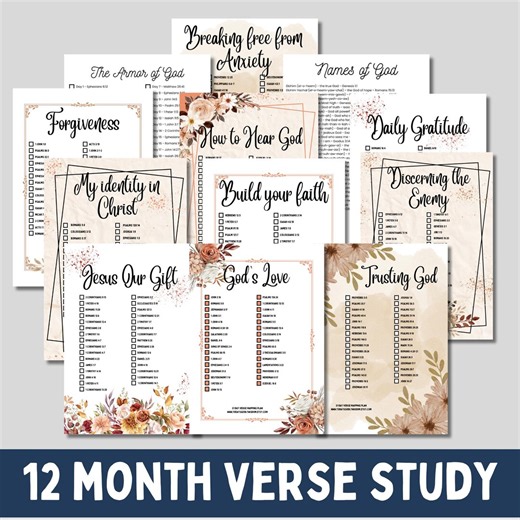 12 Month Bible Reading Plan for Beginners Bible Study Guide Printable Scripture Mapping Daily Devotional Verse Template Christian Resource - Etsy