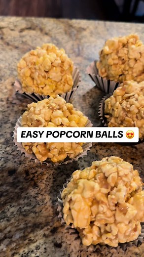 EASY carmel popcornballs 1 stick of butter 1/2 cup dark karo syrup 1 1/2 cups brown sugar 1 can sweetened condensed milk 4 bags of popcorn (seeds removed) #fyp #popcornballs #halloween2023 #halloweentreats #partyfood #carmelpopcornballs #easyrecipe