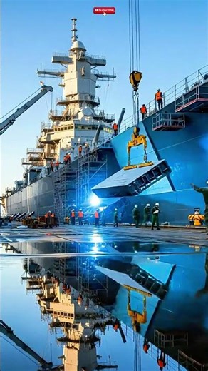 Inside the massive dry dock: Installing a #shipyard #construction #heavycrane #mustwatch #shorts