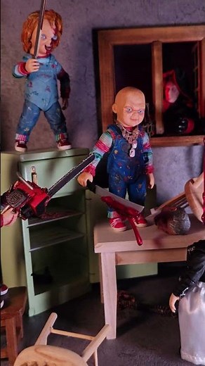CHUCKY CHAINSAW RAMPAGE #horrorfigures #chucky #stopmotion