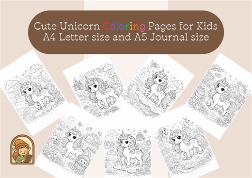 Unicorn Coloring Pages for Kids, Magical Printable Activity (US Letter & A5) (digital Download - Etsy