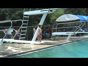 1 year old and 3 year old jumping off diving boards