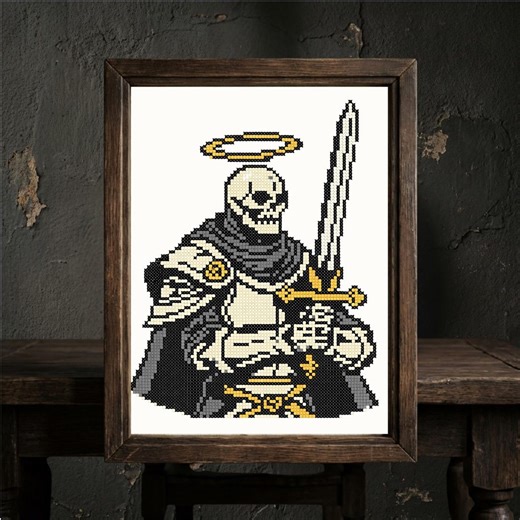 Angel Skeleton Knight Cross Stitch Pattern Gothic Warrior Halo Sword Medieval Dark Fantasy Art Embroidery Counted Stitch Chart PDF - Etsy