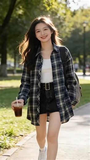 #格子衬衫搭配 #格子衬衫面料柔软舒适 #谁穿谁好看不分年龄段 #格子衬衫女 #抖加小助手