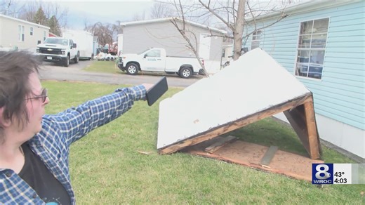 High winds rip porch off Livonia home, homeowner says