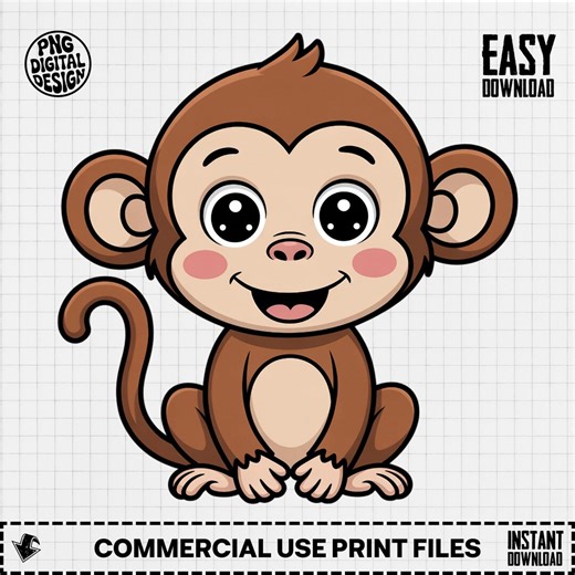 Baby Monkey Clipart, Jungle Nursery PNG (digital Download) - Etsy