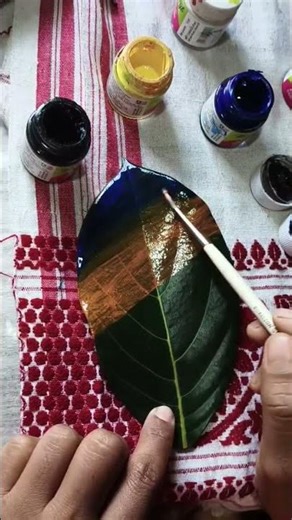 Four mix colour leaf painting 🌿🍀#trendingshorts #viral #satisfying