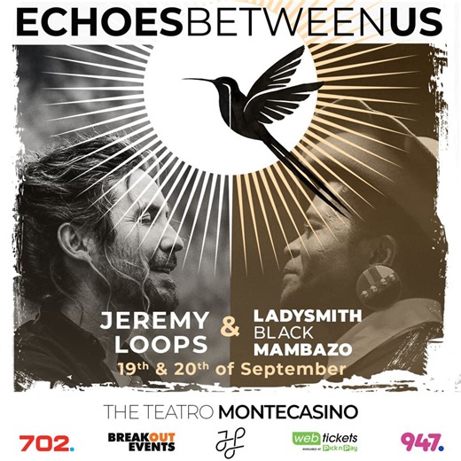 Jeremy Loops and Ladysmith Black Mambazo are bringing their groundbreaking collaborative show, "Echoes Between Us" to the iconic Teatro at Montecasino in September! This powerful show is a once-in-a-lifetime musical conversation between two celebrated acts and audiences can expect original material, inspired reworks, and reimagined classics like Paul Simon’s iconic Ladysmith Black Mambazo collab songs “Homeless” and “Diamonds on the soles of her shoes”. Dates: Friday 19 & Saturday 20 September 2