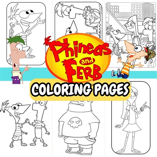 Phineas and Ferb Coloring Pages - 46 Days of Summer Activity Book - Perry the Platypus & Agent P Fan Art - Funny Cartoon Printable for Kids - Etsy
