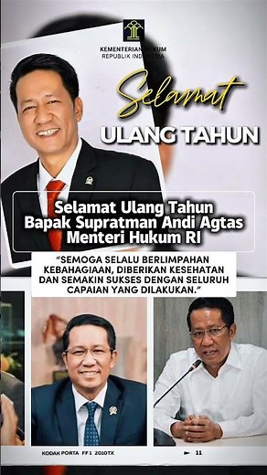 Selamat ulang tahun Menteri Hukum RI, Supratman Andi Agtas.