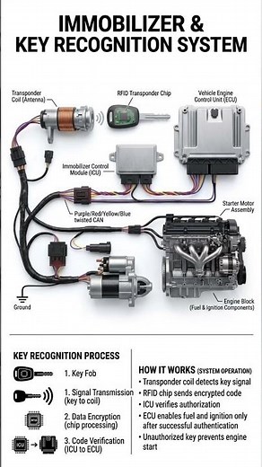 Immobilizer System Wiring Diagram | Key Recognition Explained#Immobilizer #CarWiring #ECU #RFIDKey