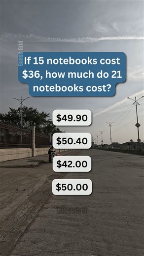 What is the cost of 21 notebooks if 15 cost $36? 💰 #BrainTeaser #Search #PuzzleGame | Guess Grid
