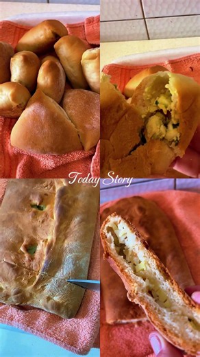 Треугольные пирожки с яйцами и зеленым луком. Большой пирог - с рыбой