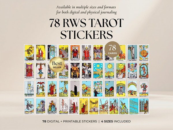 Tarot Card Stickers | 78 Rider Waite Cards for Beginner and Advanced Witch | Digital Witchy Printable Stickers - Etsy