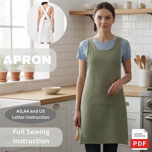 Cross Back Apron Sewing Pattern PDF | Japanese Style Apron Pattern | Printable Apron Pattern Women | Easy DIY Kitchen Apron |A0 A4 US Letter - Etsy