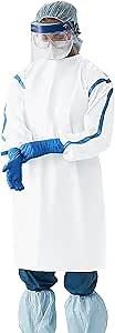 EZGOODZ Disposable Isolation Gowns 3X-Large, Pack of 25 White Disposable Gowns with Sleeves, Elastic Wrists, Neck & Waist Ties, SMS 35 gsm Protective Gown Disposable, Unisex Isolation Gown Disposable