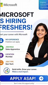 Microsoft Freshers Hiring 2026 🔥 Top MNC Job Vacancy Non‑Tech Sales Job Zero Experience Apply Now!!