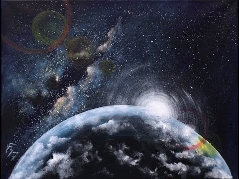 Sunrise Over an Alien Planet Step by Step Acrylic Painting on Canvas for Beginners